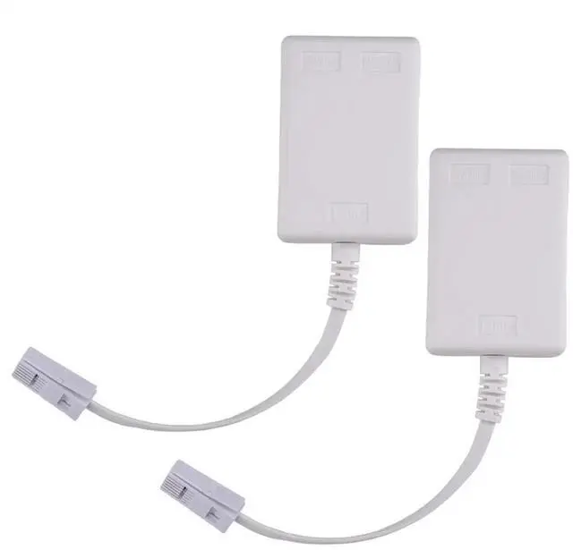 Main image of Plug to RJ11 Broadband Internet Micro Filter Splitter 2 Pack, BT Male to BT and RJ11 Female for Landline Modem