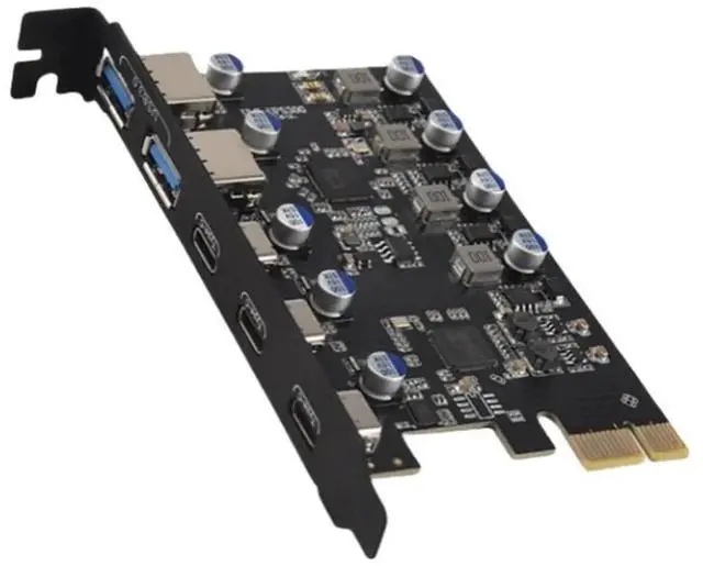 Main image of PCIe expansion card to 5 ports (3X USB C, 2X USB 3.0-A) PCI expansion card for 10/8/7 and M OS 10.8.2