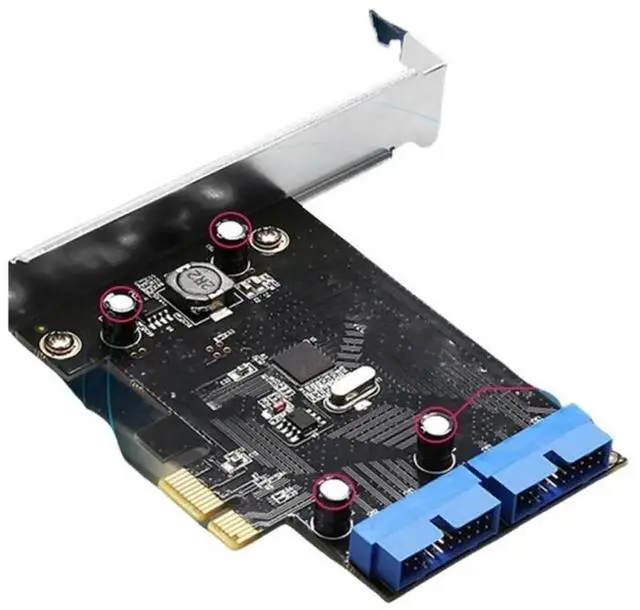 Main image of PCI USB 3.0 19-pin expansion card PCIE 1X to 2-port USB 3 19-pin adapter with built-in USB3 20-pin hub connector