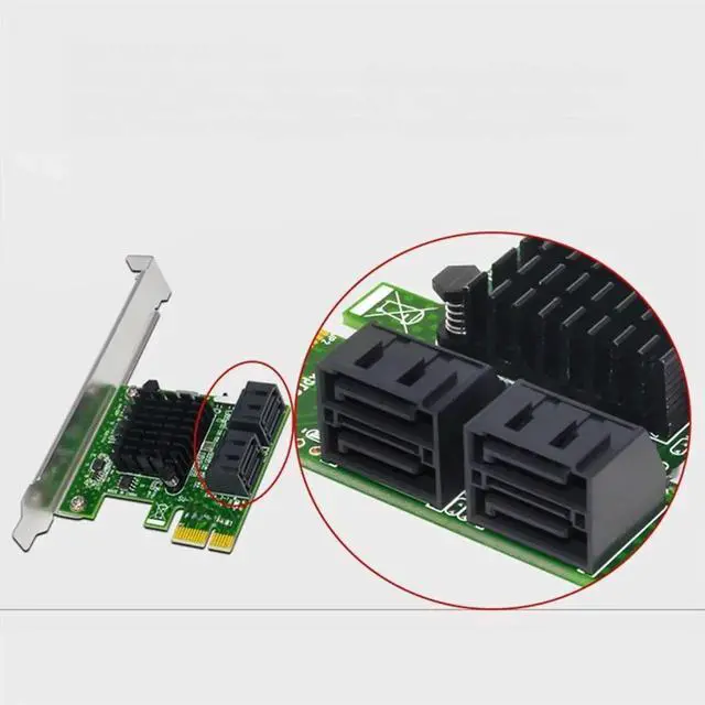 Main image of PCIE to SATA Expansion Card PCI X1 to 4 Port SATA 3 3.0 III 6Gbps SSD Controller PCI-E SATA3 Adapter Board, A