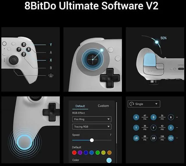 Alt view image 3 of 7 - JAENFONG 8BitDo Ultimate2 Bluetooth Controller for Switch, Switch 2, PC&Windows,Switch Pro Controller with TMR Joysticks,Tactile/Hall Triggers,Programmable L4/R4 Bumpers,2 Back Paddle Buttons,RGB Ring