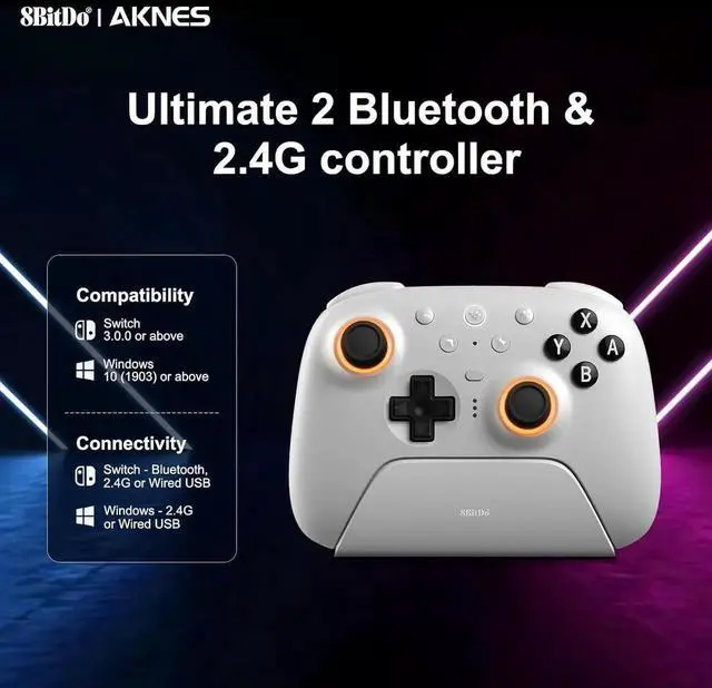 Alt view image 4 of 7 - JAENFONG 8BitDo Ultimate2 Bluetooth Controller for Switch, Switch 2, PC&Windows,Switch Pro Controller with TMR Joysticks,Tactile/Hall Triggers,Programmable L4/R4 Bumpers,2 Back Paddle Buttons,RGB Ring
