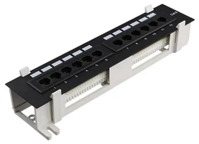 Main image of Network Kit 12 Port 6 Patch Panel RJ45 Network Wall Mount Rack with Surface Wall Mount Bracket