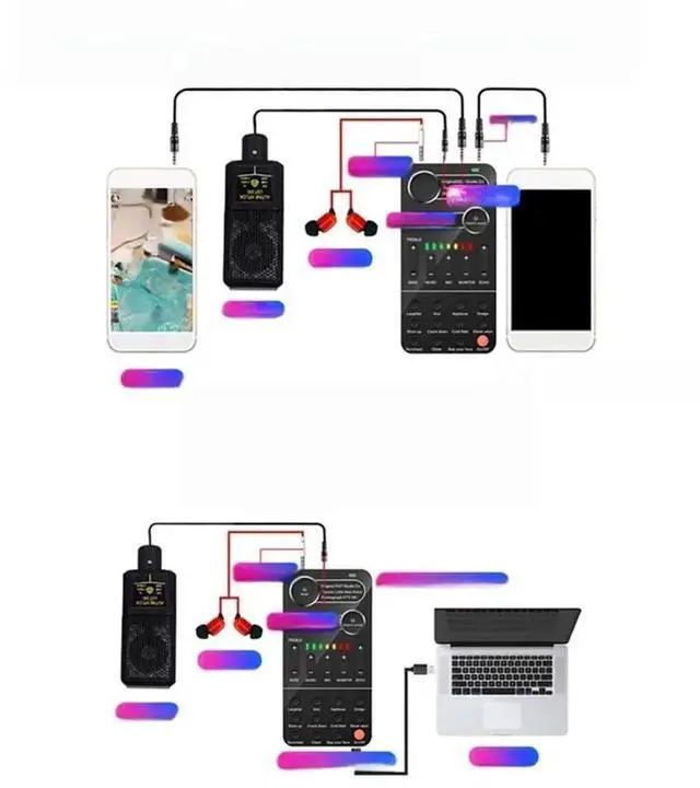 Main image of K9 voice changer live sound card 12 electric microphone live sound card suitable for mobile phone computer PC