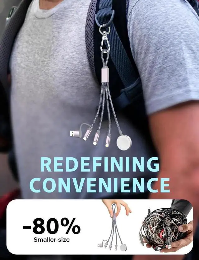 Alt view image 3 of 6 - Short 8inch 3 in 2 USB C Cable for Watch Charger iPhone Charger USB C Multi Fast Charging Cable Compatible with iWatch Ultra/SE/10/9/8/7/6/5/4/3/2/1 & iPhone 16/15/14/13/12/11/Galaxy S23