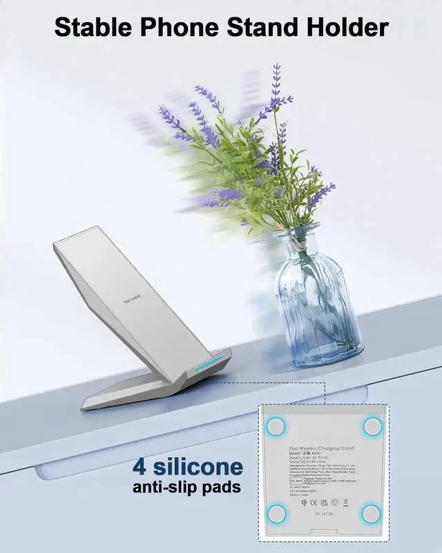 Alt view image 3 of 6 - Fast Wireless Charger Qi Certified Wireless Charging Stand Compatible iPhone 16/16 Plus/16 Pro/16 Pro Max/15/14/13/12 Galaxy S25/S24/S23/S22/S21/S20/Note 20 Ultra and Qi-Enabled Phone