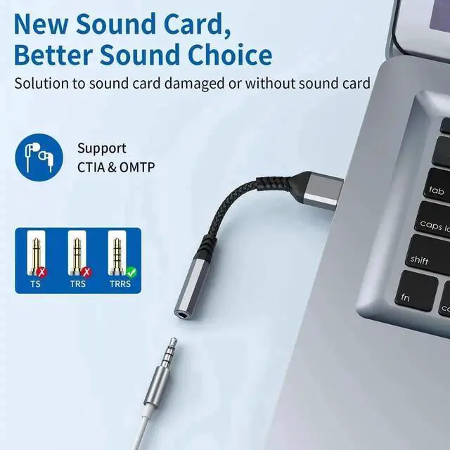 Alt view image 2 of 6 - JAENFONG USB to 3.5mm Jack Audio Adapter (2-Pack) USB to Audio Jack Adapter Headset USB-A to 3.5mm TRRS 4-Pole Mic Female External Stereo Sound Card for Headphone Mac PS4 PS5 PC Laptop Desktops