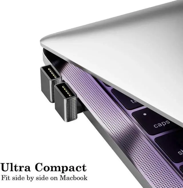 Alt view image 2 of 7 - JAENFONG 10Gbps USB C to USB Adapter (2 Pack) Up and Down 90 Degree Right Angle USB C Male to USB A 3.2 Female Converter for iPhone 16 15 Series iPad MacBook and More