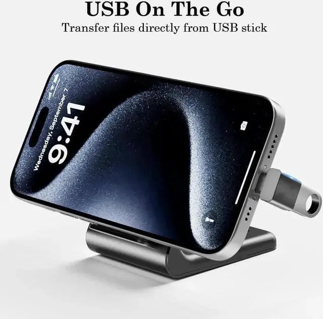 Alt view image 3 of 7 - JAENFONG 10Gbps USB C to USB Adapter (2 Pack) Up and Down 90 Degree Right Angle USB C Male to USB A 3.2 Female Converter for iPhone 16 15 Series iPad MacBook and More