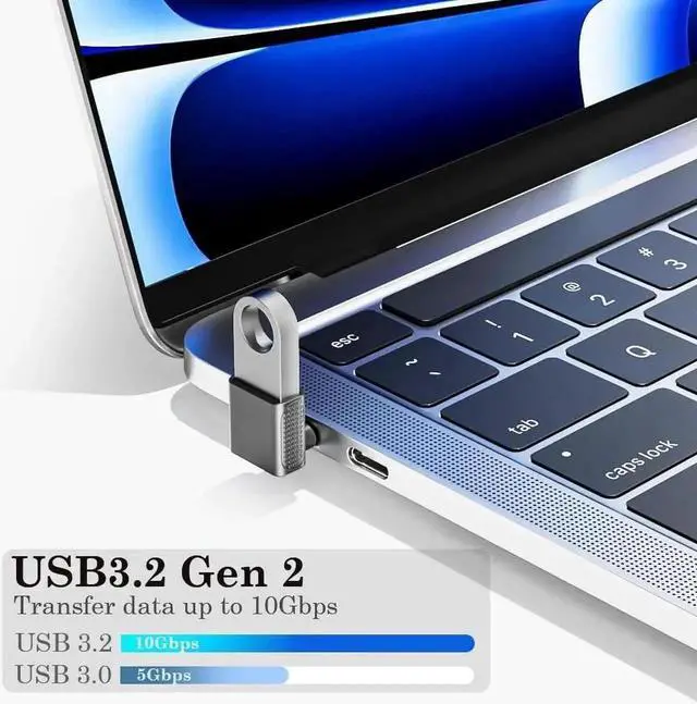 Alt view image 4 of 7 - JAENFONG 10Gbps USB C to USB Adapter (2 Pack) Up and Down 90 Degree Right Angle USB C Male to USB A 3.2 Female Converter for iPhone 16 15 Series iPad MacBook and More