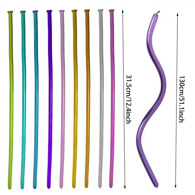 Alt view image 4 of 7 - 100pcs 260 Long Balloons Kit with Pump, Shiny Metallic Latex Twisting Balloon for Balloon Animals, Magic Balloons for Birthdays Wedding Party Decorations Multicolor