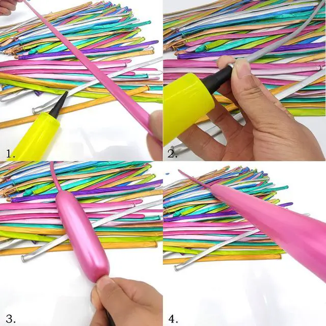 Alt view image 5 of 7 - 100pcs 260 Long Balloons Kit with Pump, Shiny Metallic Latex Twisting Balloon for Balloon Animals, Magic Balloons for Birthdays Wedding Party Decorations Multicolor