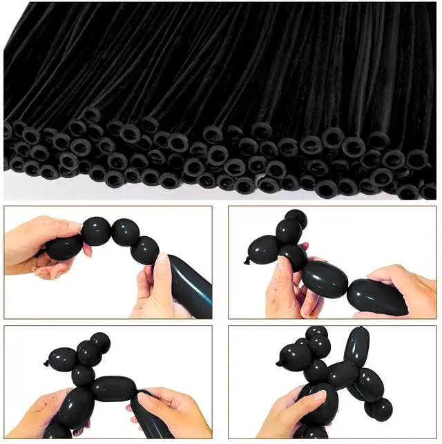Alt view image 3 of 7 - LXZFCRG 260 Balloons Black Long Balloon for Balloon Animals, 100pcs Twisting Balloons for Balloon Garland Animals Modeling Birthday Wedding Party Decorations (Black)
