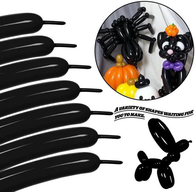 Alt view image 4 of 7 - LXZFCRG 260 Balloons Black Long Balloon for Balloon Animals, 100pcs Twisting Balloons for Balloon Garland Animals Modeling Birthday Wedding Party Decorations (Black)