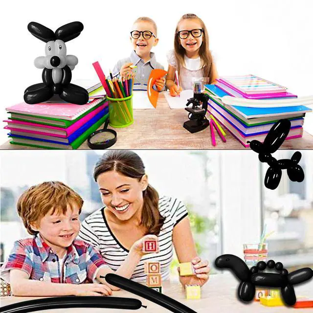 Alt view image 5 of 7 - LXZFCRG 260 Balloons Black Long Balloon for Balloon Animals, 100pcs Twisting Balloons for Balloon Garland Animals Modeling Birthday Wedding Party Decorations (Black)