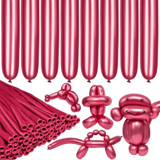 Main image of LXZFCRG 260 Long Balloons, Shiny Metallic Latex Twisting Balloon for Balloon Animals, Magic Balloons for Birthdays Wedding Party Decorations 100pcs (Metallic Red)