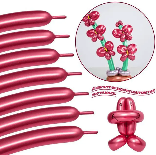 Alt view image 4 of 7 - LXZFCRG 260 Long Balloons, Shiny Metallic Latex Twisting Balloon for Balloon Animals, Magic Balloons for Birthdays Wedding Party Decorations 100pcs (Metallic Red)