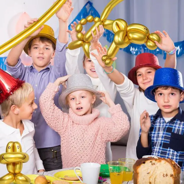 Alt view image 5 of 7 - 260 Long Balloons, Shiny Metallic Latex Twisting Balloon for Balloon Animals, Magic Balloons for Birthdays Wedding Party Decorations 100pcs (Metallic Gold)
