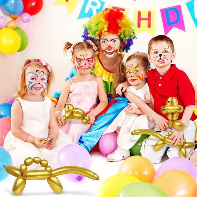 Alt view image 6 of 7 - 260 Long Balloons, Shiny Metallic Latex Twisting Balloon for Balloon Animals, Magic Balloons for Birthdays Wedding Party Decorations 100pcs (Metallic Gold)