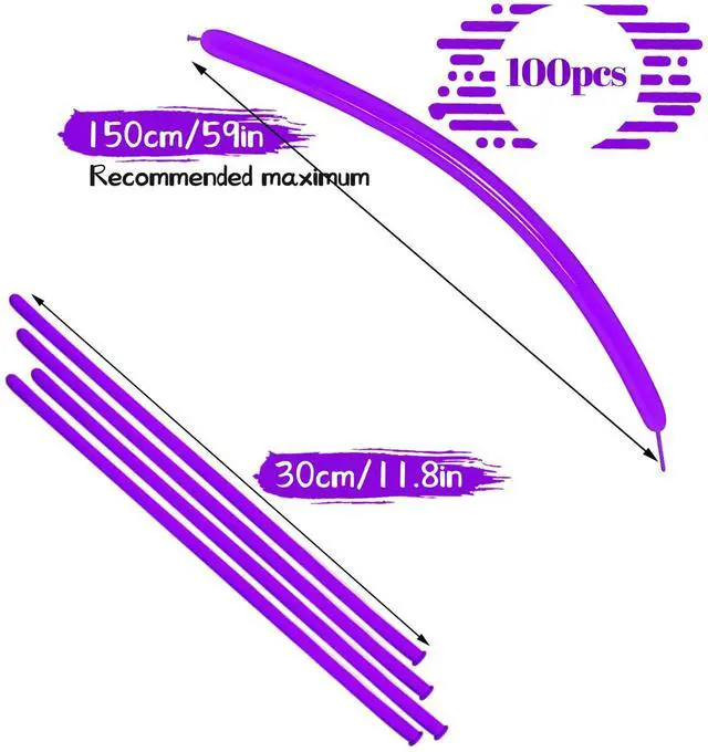 Alt view image 2 of 7 - LXZFCRG 260 Balloons Purple Long Balloon for Balloon Animals, Thickening Long Skinny Latex Twisting Ballon for Halloween Party Suppies Birthday Wedding (Purple)