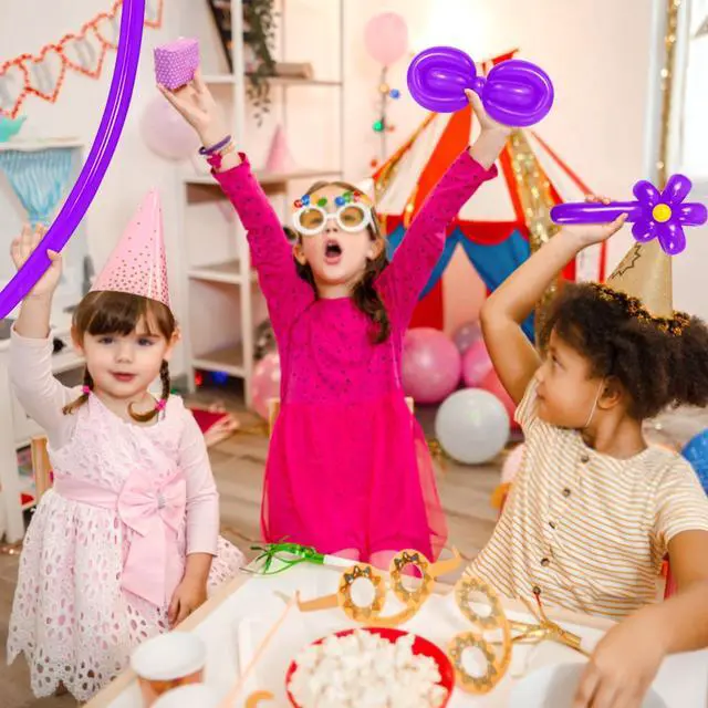 Alt view image 6 of 7 - LXZFCRG 260 Balloons Purple Long Balloon for Balloon Animals, Thickening Long Skinny Latex Twisting Ballon for Halloween Party Suppies Birthday Wedding (Purple)