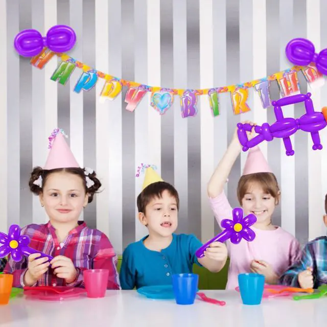 Alt view image 7 of 7 - LXZFCRG 260 Balloons Purple Long Balloon for Balloon Animals, Thickening Long Skinny Latex Twisting Ballon for Halloween Party Suppies Birthday Wedding (Purple)