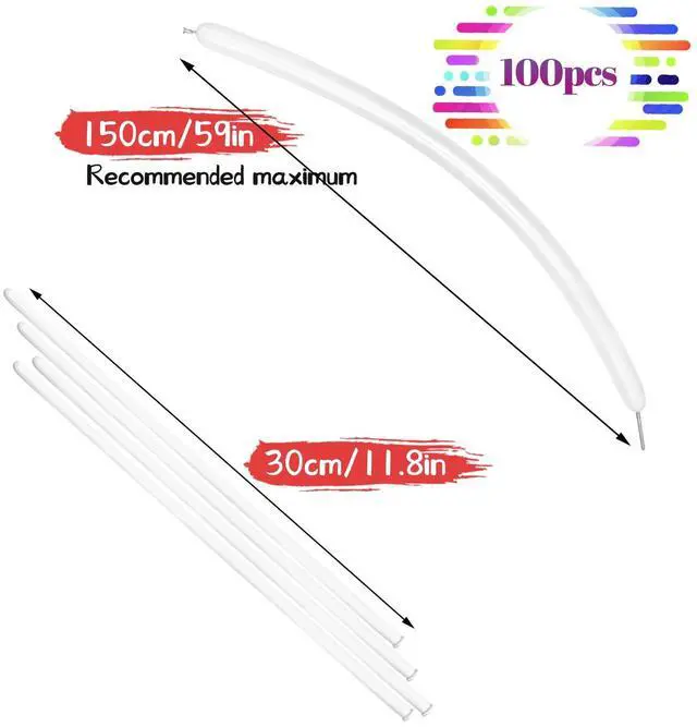 Alt view image 2 of 7 - LXZFCRG 260 Balloons White Long Ballons for Balloon Animals, 100pcs Twisting Ballons for Balloon Garland Animals Modeling Birthday Wedding Party Decorations (White)
