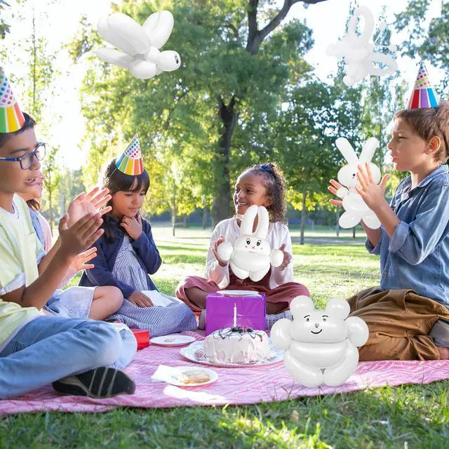 Alt view image 7 of 7 - LXZFCRG 260 Balloons White Long Ballons for Balloon Animals, 100pcs Twisting Ballons for Balloon Garland Animals Modeling Birthday Wedding Party Decorations (White)