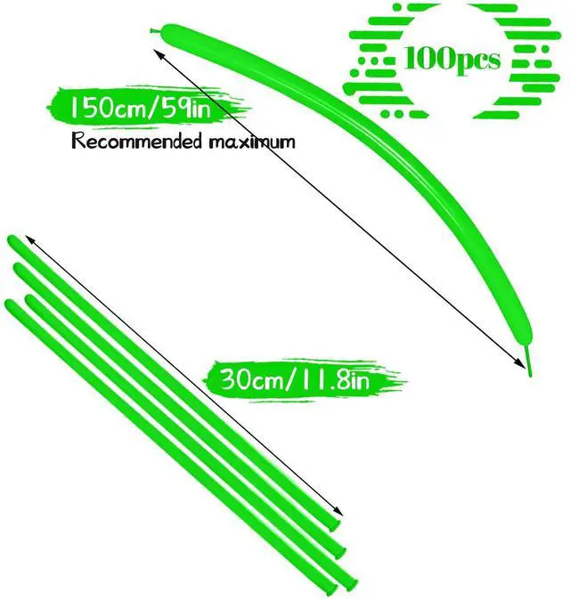 Alt view image 2 of 7 - 260 Balloons Green Long Balloons for Balloon Animals, Thickening Long Skinny Latex Twisting Balloon for Balloon Garland Halloween Party Suppies Birthday Wedding (Green)
