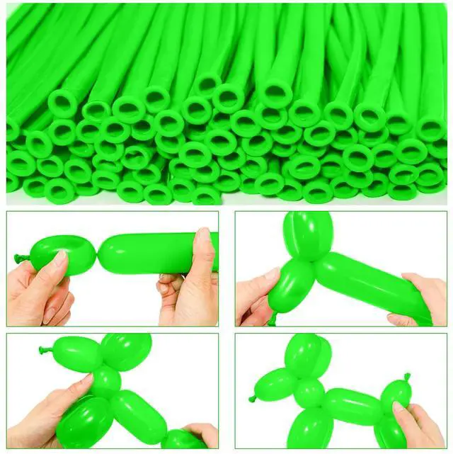 Alt view image 3 of 7 - 260 Balloons Green Long Balloons for Balloon Animals, Thickening Long Skinny Latex Twisting Balloon for Balloon Garland Halloween Party Suppies Birthday Wedding (Green)