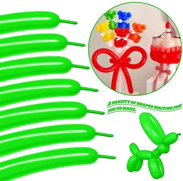 Alt view image 4 of 7 - 260 Balloons Green Long Balloons for Balloon Animals, Thickening Long Skinny Latex Twisting Balloon for Balloon Garland Halloween Party Suppies Birthday Wedding (Green)