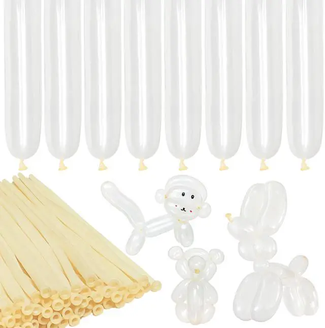 Main image of LXZFCRG 260 Balloons Clear Long Skinny Latex Balloon for Balloon Animals, 100Pcs Twisting Ballon Shine for Balloons Arch Party Supplies Weddings Birthday (Clear)