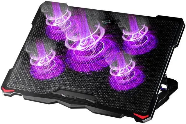 Main image of AICHESON Laptop Cooling Pad for 15.6 to 17.3 Inches PC Notebooks, 5 Fans Computer Cooler Stands with Purple Lights Desk Chiller Mat, S035