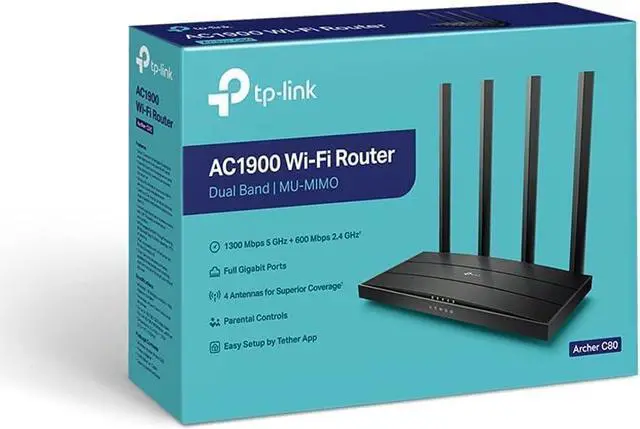 Alt view image 2 of 7 - TP-Link AC1900 Wireless MU-MIMO WiFi Router - Dual Band Gigabit Wireless Internet Routers for Home, Parental Contorls & QS, Beamforming (Archer C80)