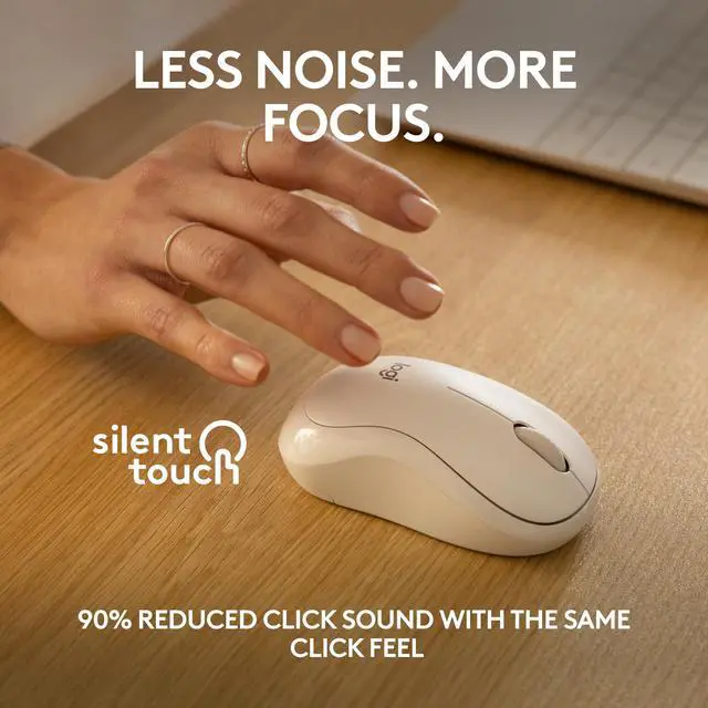 Alt view image 3 of 7 - M240 Silent Bluetooth Mouse, Wireless, Compact, Portable, Smooth Tracking, 18-Month Battery, for Windows, macOS, ChromeOS, Compatible with PC, Mac, Laptop, Tablets - Off White
