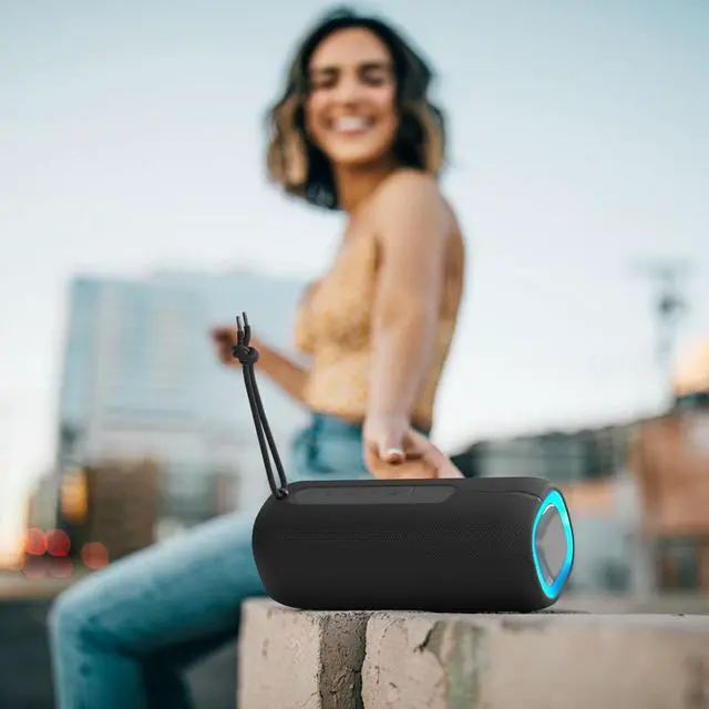 Alt view image 6 of 7 - Bluetooth Speaker, Portable Wireless Clear Loud Stereo Sound IPX5 Waterproof with RGB Lights BT5.3 Long Playtime TWS Pairing,for Home Party Outdoor Beach,Great Gift Choice (Black)