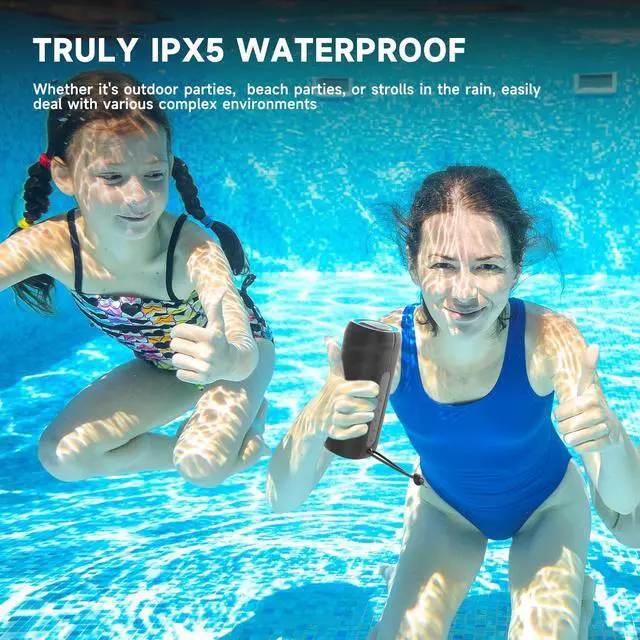 Alt view image 3 of 7 - Bluetooth Speaker, Portable Wireless Clear Loud Stereo Sound IPX5 Waterproof with RGB Lights BT5.3 Long Playtime TWS Pairing,for Home Party Outdoor Beach,Great Gift Choice (Black)