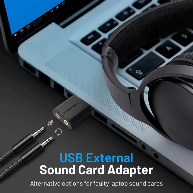 Alt view image 2 of 7 - USB External Stereo Sound Adapter for Windows and Mac. Plug and Play No Drivers Needed. (AU-MMSA)