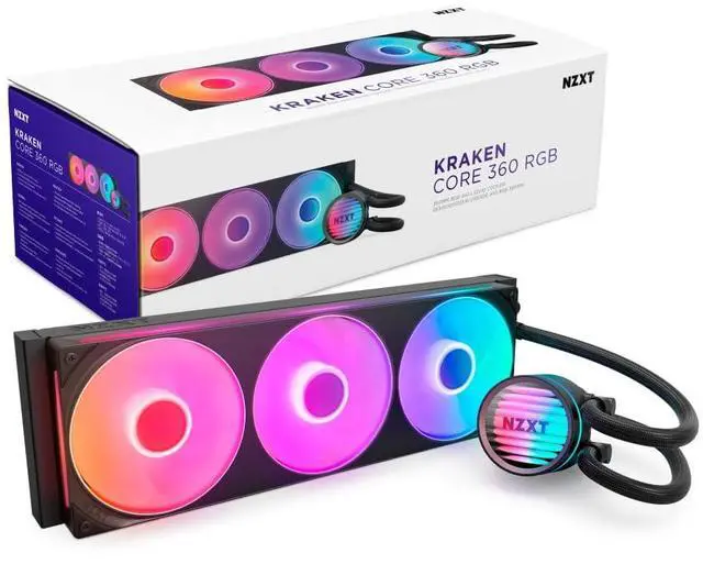 Alt view image 8 of 14 - NZXT Kraken Core 360 RGB - AIO CPU Liquid Cooler - 360 mm Radiator -  360 mm Single-Frame Fan - Compatible with AMD® AM5/AM4 & Intel® LGA 1851/1700/1200/115X - Black