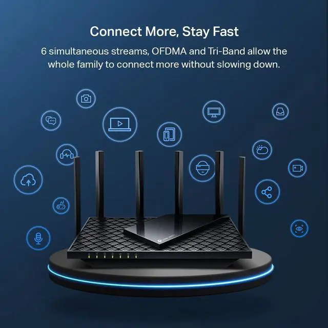 Alt view image 4 of 6 - AXE5400 Tri-Band WiFi 6E Router (Archer AXE75), 2025 PCMag Editors' Choice, Gigabit Internet for Gaming & Streaming, New 6GHz Band, 160MHz, OneMesh, Quad-Core CPU, VPN & WPA3 Security
