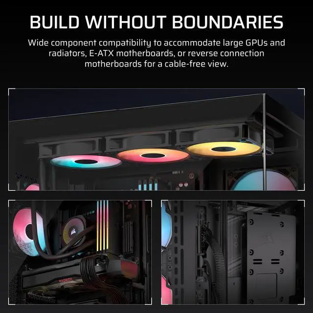 Alt view image 4 of 7 - 3500X RS ARGB Panoramic Mid-Tower PC Case 3X Pre-Installed Fans, High Airflow, Spacious Interior, GPU Anti-Sag, Reverse Connection Motherboard Compatible Black