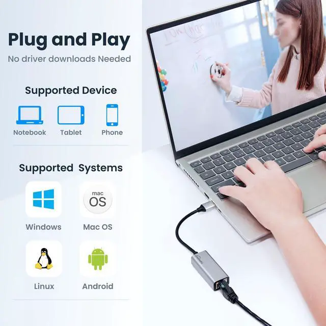 Alt view image 4 of 7 - USB A to ethernet AdapterUSB 3.0 Gigabit to ethernet Adapter Compatibility 100/1000MBPS,Compatible with Windows, Mac OS, Linux, PC, Laptops, and More