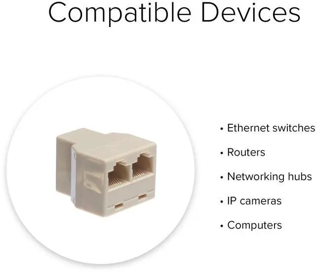 Alt view image 3 of 3 - Lumenzi RJ45 Female Inline Coupler Adapter - 8P8C - Straight Pinout for Ethernet Cable Connections 10 Pcs Pack