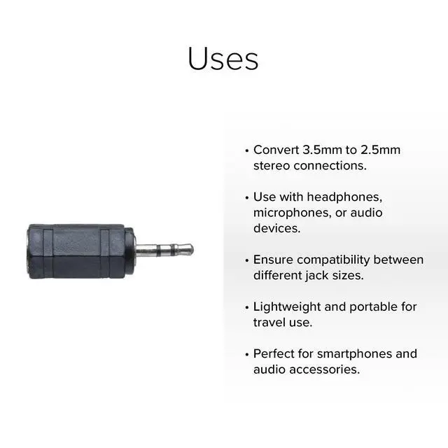 Alt view image 3 of 3 - Lumenzi 3.5mm Stereo Female to 2.5mm Stereo Male Headset Adapter, 10 Count, 1 Pack