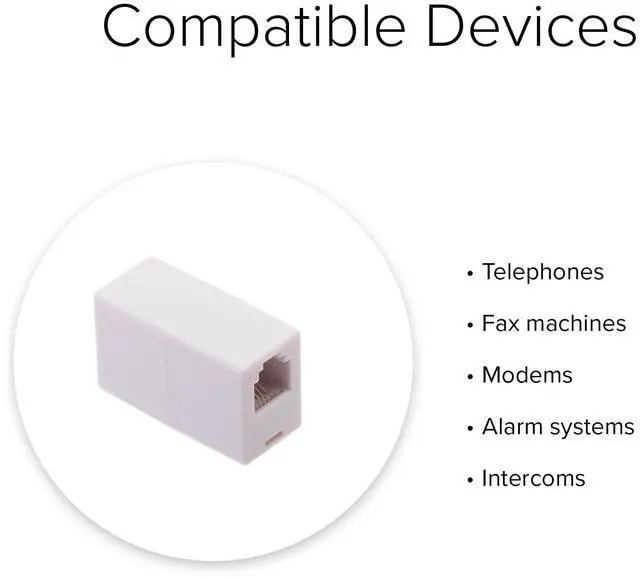 Alt view image 3 of 3 - Lumenzi RJ11 Female Inline Coupler Adapter - 6P4C Cable Connector, 10 Pcs Pack