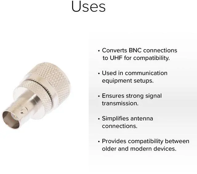 Alt view image 2 of 4 - Lumenzi BNC Female to UHF Male Coaxial Adapter for Signal Conversion  Secure & Efficient  10 Pcs Pack