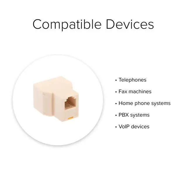 Alt view image 2 of 3 - Lumenzi RJ11 Female Telephone Splitter Adapter - 6P4C - Straight Pinout for Phone Line Split 10 Pcs Pack