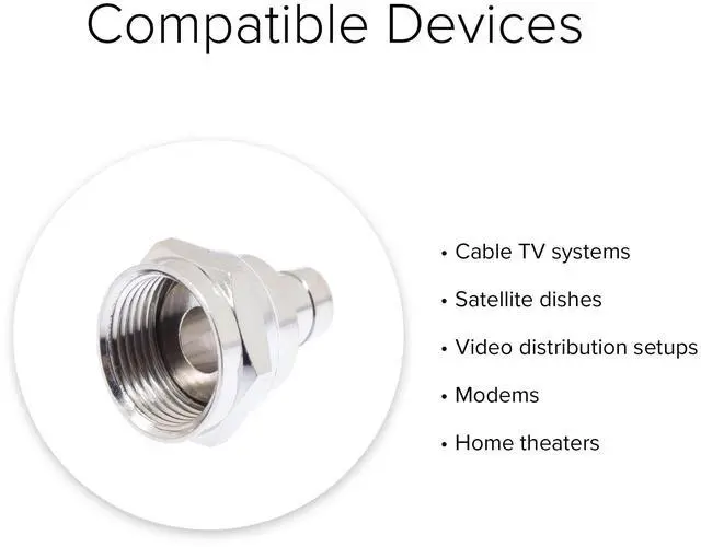 Alt view image 3 of 3 - Lumenzi F-Type Male Crimp Connector with 1/4 Crimp Ring for RG59 Coaxial Cable  Reliable Signal Connection  10 Pcs Pack