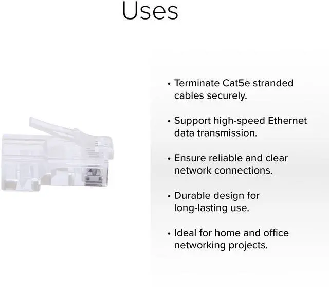 Alt view image 3 of 3 - Lumenzi RJ45 Cat5e Connector - 8P8C - Stranded Cable for Network Cable Termination 10 Pcs Pack