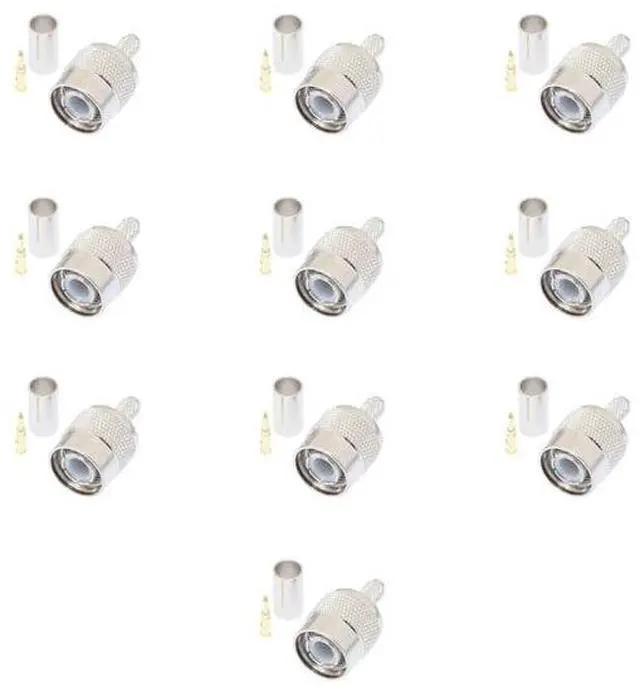 Main image of Lumenzi TNC Male Crimp Connector for RG58, RG141 & LMR-195 Coax Cables  High-Performance Design  10 Pcs Pack